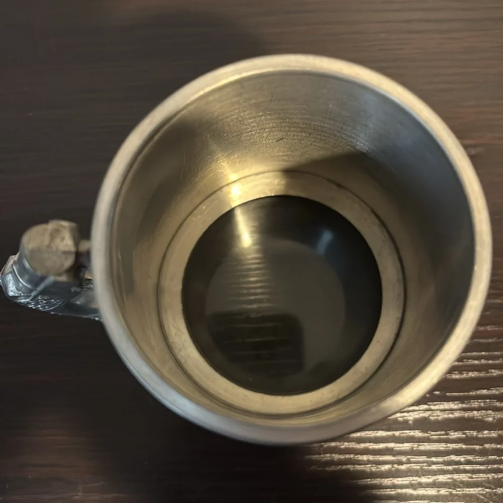 Declaration of Independence glass bottom pewter tankard with pistol hand…